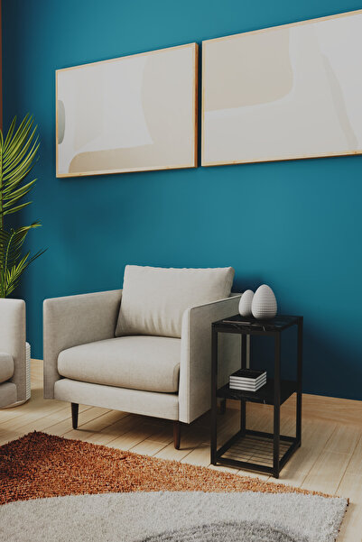 interGO Metal Ayaklı ve Ahşap Raflı Dekoratif Yan Sehpa