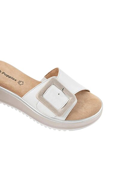 Hush Puppies Icy 625203   Genuine Leather Women's Slippers White