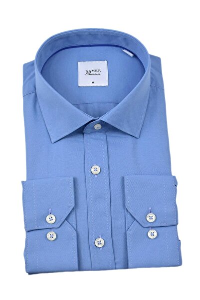 KAMER Чоловіча класична сорочка з довгими рукавами та армурою 33704 BGL-ST04394