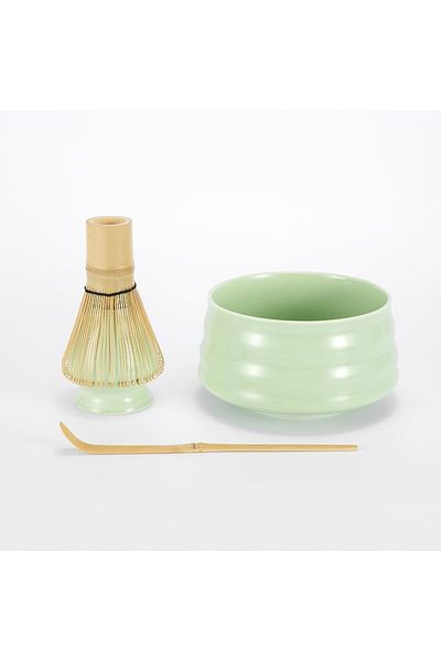 COOYA Matcha Set, Matcha Whisk,Traditional Scoop, Matcha Bowl, Ceramic Whisk Holder, 4PCS