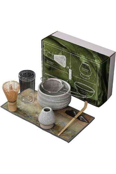 COOYA Matcha Tea Set 7Pcs, Include Matcha Bowl, Bamboo Whisk, Scoop, Tea Sifter, Whisk Holder, Whisk Set