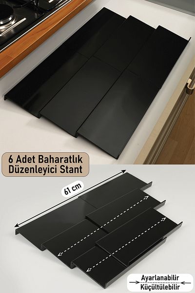 color house 6 Pcs Drawer - Kitchen Cabinet Organizer, Spice Rack Stand (Black Color) Z305
