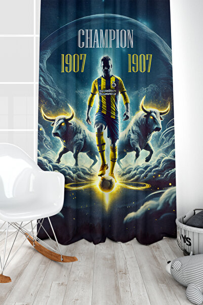 Bertille Home Children's and Baby's Room Yellow Navy Blue Fan Football Series...