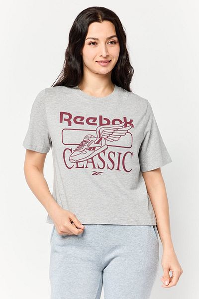 Reebok Women Sportswear Fit Short Sleeve Outdoor Crop T-shirt, Grey