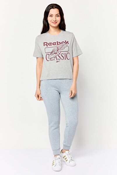 Reebok Women Sportswear Fit Short Sleeve Outdoor Crop T-Shirt, Grey