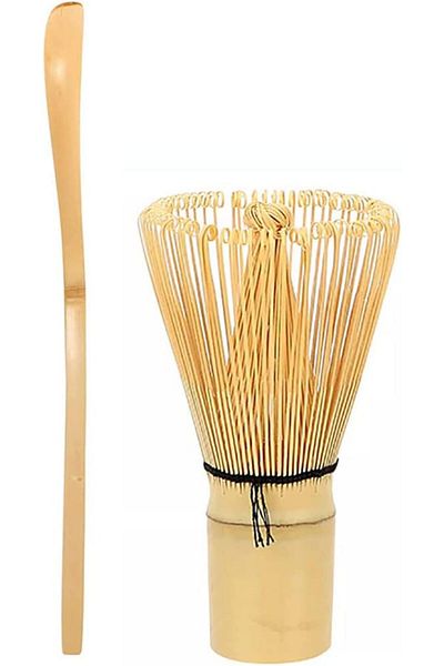COOYA Matcha Whisk Set, 2 Pcs Matcha Whisk, Bamboo Hooked Tea Spoon, For Stirring Matcha Bamboo Matcha