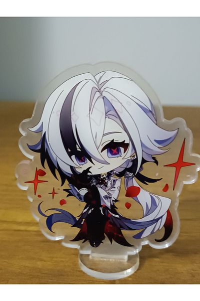 mertfigur Genshin Small Acrylic Stand Stand Zhongli Qiqi Keqing Acrylic Figure (7 Cm)