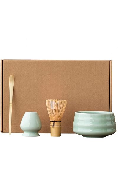 COOYA Matcha Whisk Set, 4pcs Japanese Tea Set, Traditional Matcha Tool Set for Matcha Tea Ceremony