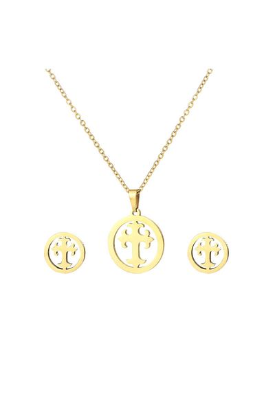 SIC MODA Stainless Steel Necklace With Earrings Set 4111
