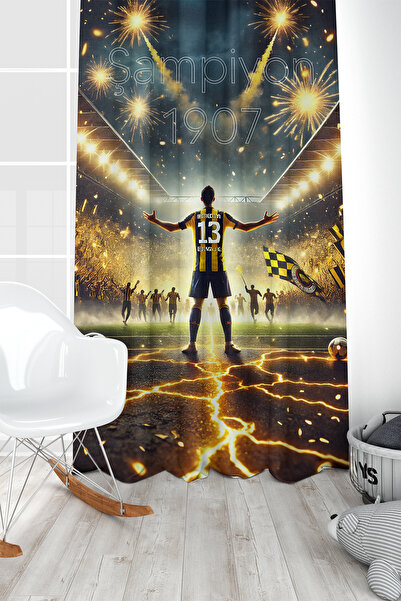 Bertille Home Children's and Baby's Room Yellow Navy Blue Fan Football Series...