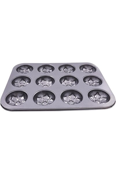 ALMUFARREJ Non-Stick Black Baking Mold for 12 Cakes, Aluminum