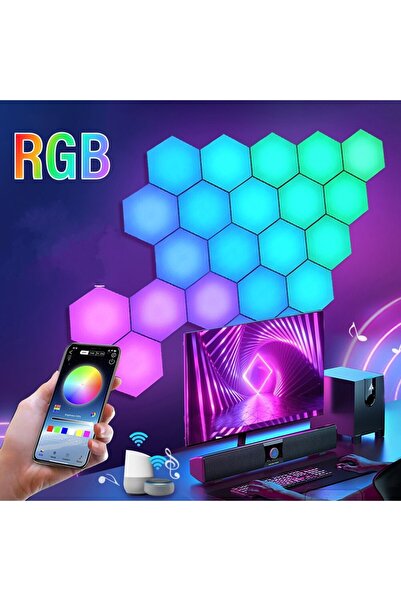 SHIPMENT Kumandalı Akıllı Altıgen RGB LED Işık Gece Lambası Fuaye Çalışma oyu...