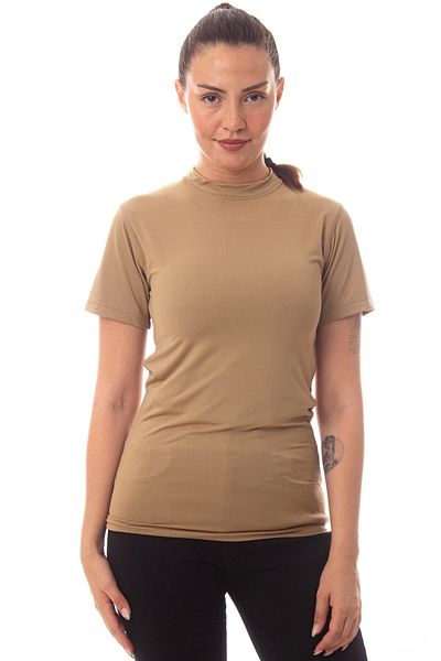 İZMİR ASKERİ MALZEME Short Sleeve Sand Beige Round Collar Microfiber Nano Iclik Tisort