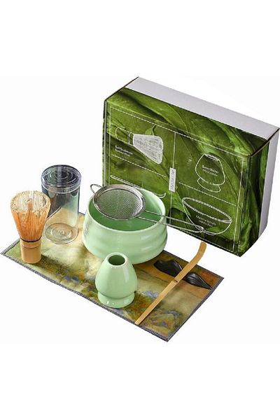 COOYA Matcha Tea Set 7Pcs, Include Matcha Bowl, Bamboo Whisk, Scoop, Tea Sifter, Whisk Holder, Whisk Set