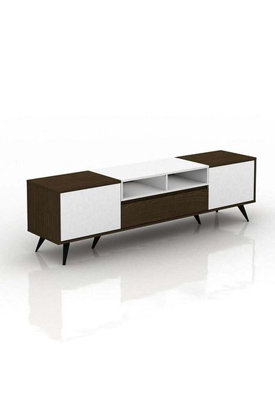 Generic Modern TV Table with Multiple Storage Drawers 179 cm, Malaysian Wood - Brown and White