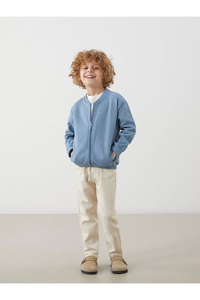 LC Waikiki Hanorac cu fermoar pentru băiat LCW Kids Blue Basic