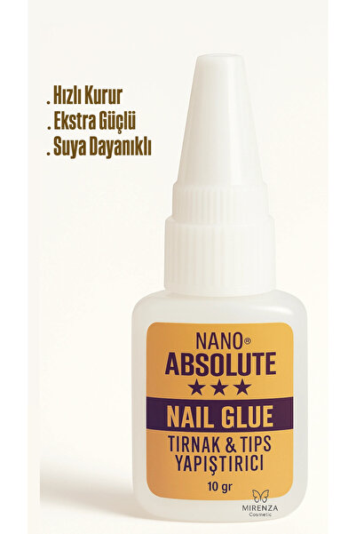 Nano Absolute Tırnak ve Tips Yapıştırıcı | Hızlı Kuruyan Güçlü Tırnak Yapıştırıcı Jel 10 gr Fırçalı Aplikatör