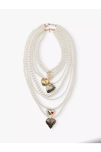 CHARMLUCKY Steel Multi-Pearl Charm Necklace