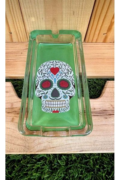 panda hediyelik Green Skull Glass Cigar Ashtray