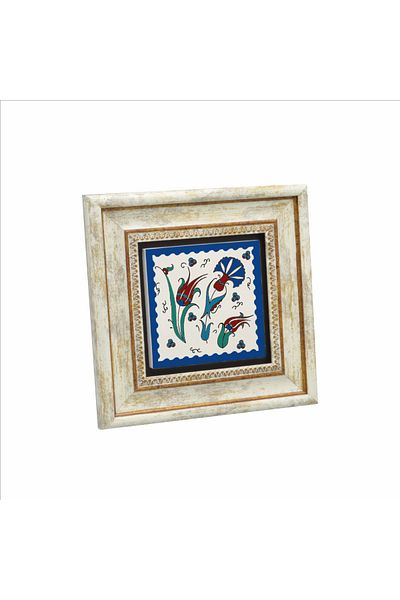 Sadrazam Pictură din piatră naturală imprimată cu model de țiglă otomană İznik (20 X 20 KD-35)