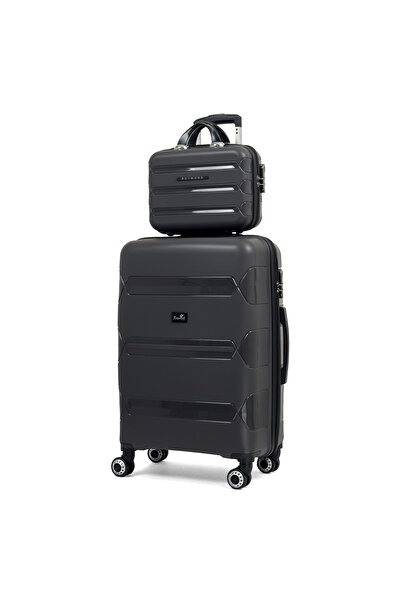 Reymond Luggage Lucas Polipropilen Kırılmaz Valiz Seti, Orta Boy&Makyaj