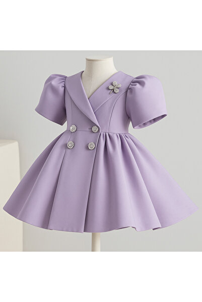 MUSGEM Ειδικό σχέδιο Umay Model Lilac Color Girl's βραδινό φόρεμα με πέτρινα ...
