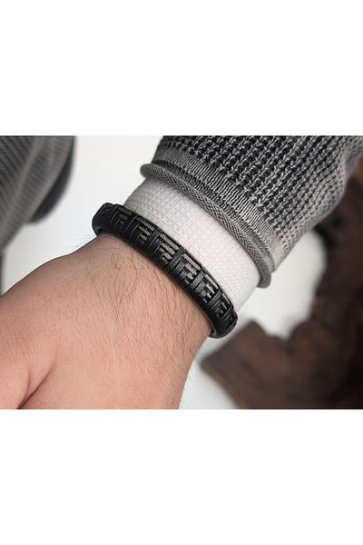 cheetah quality Steel Wire Custom Made Genuine Leather Men's Bracelet
