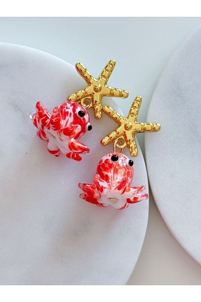 CHARMLUCKY Glass Octopus Earrings