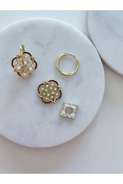 CHARMLUCKY Steel Charm Hoop Earring