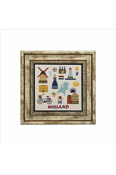 Sadrazam Natural Stone Painting with Dutch Symbols Printed (25 X 25 Krg-23)