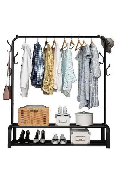 Primo Plus Clothes Organizer And Coated Metal Rack Black