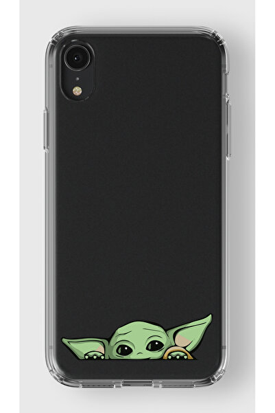 moonset Iphone XR Uyumlu Yoda Tasarımlı Baskılı Şeffaf Telefon Kılıfı
