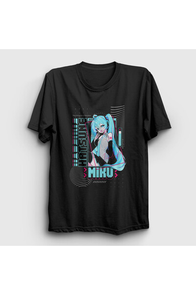 Presmono Unisex Siyah Poster Hatsune Miku Anime T-Shirt 539640tt
