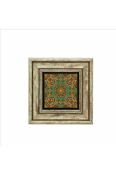 Sadrazam Pictură cu model mandala imprimată cu piatră naturală (20 X 20 KD-45)