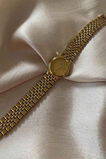 MercanSaat Rogadis Altın Sarısı Kaplamalı Paslanmaz Çelik Özel Tasarım Kordon Küçük Orijinal Vintage Kadın Kol