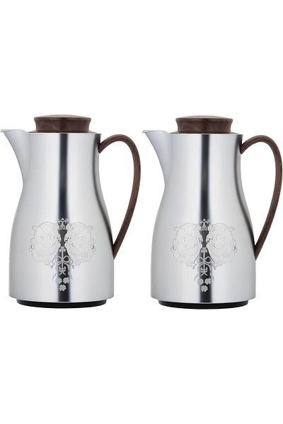 ALSAIF Coffee And Tea Vaccum Flask Set In Chrome / Leak-proof And Keeps Drinks Hot 1.0/1.0 Liter