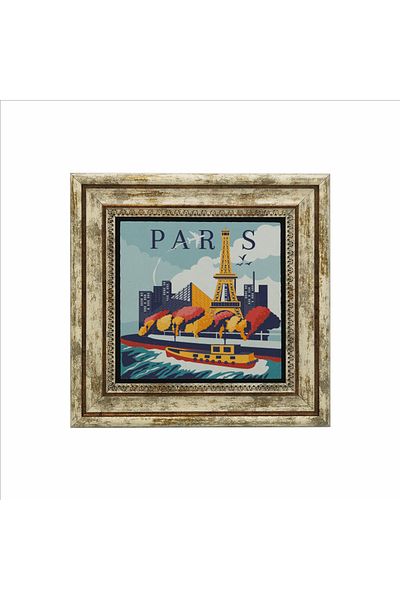 Sadrazam Pictură cu piatră naturală imprimată Paris (25 X 25 KRG-2)