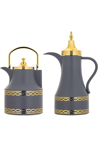 ALSAIF Diva Thermos, Heat Insulation For Coffee And Tea, Leak Proof, Light/dark Grey And Gold, 1.0 L