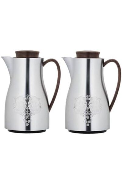 ALSAIF Coffee And Tea Vaccum Flask Set In Chrome / Leak-proof And Keeps Drinks Hot 1.0/1.0 Liter