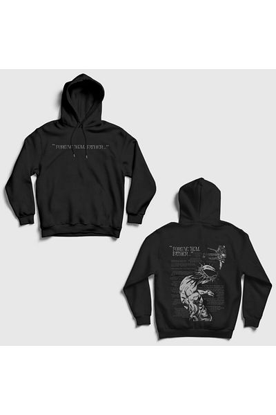 Presmono Unisex Μαύρο Συγχώρεσε τους Πατέρα Ιησού V2 Jojo Φούτερ με κουκούλα με στάμπα πίσω 537603 ττ