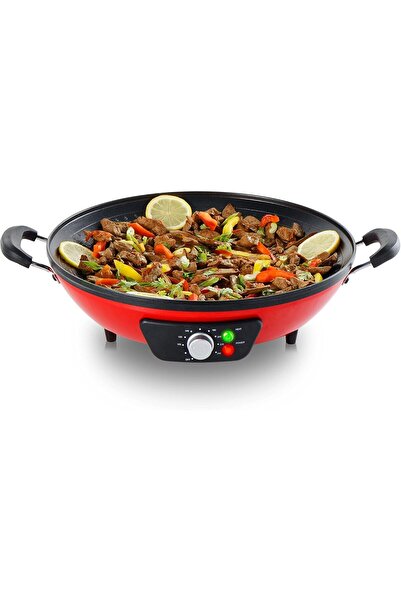 ALSAIF Electric Saj Fryer For Cooking Liver And Meat Hot Muti-cook Plate, Easy To Use And Clean, 2200w, Red