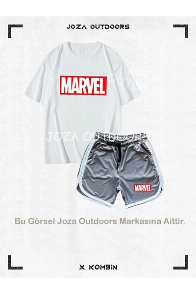 Joza Outdoors Men's Marvel Printed Oversize T-Shirt and Training Sports Shorts Combination Bottom Top Set