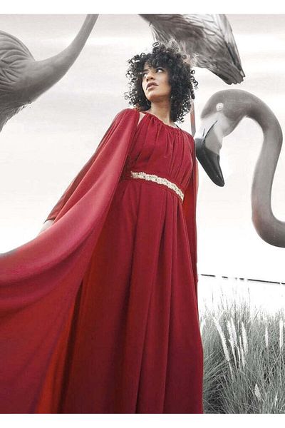 ECSTACY COUTURE Ecstacy Red Kaftan Set