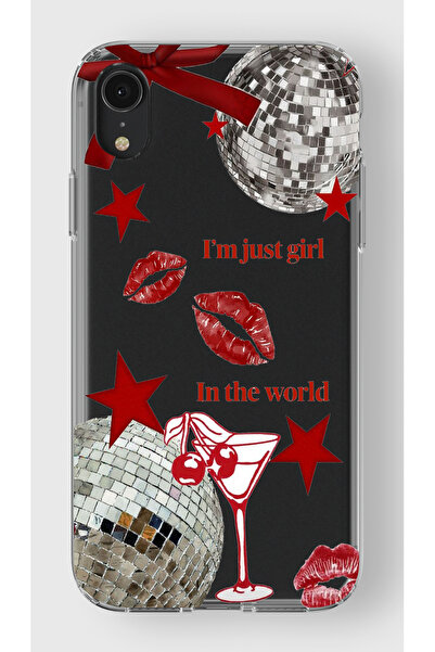 moonset Iphone XR Uyumlu Im Just Girl Tasarımlı Baskılı Şeffaf Telefon Kılıfı