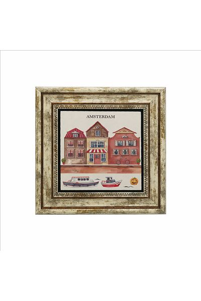 Sadrazam Pictură cu piatră naturală imprimată vizual Amsterdam (25 X 25 KRG-18)