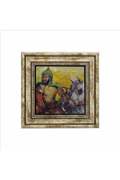 Sadrazam Selahaddin Eyyubi Tasviri Printed Natural Stone Painting (25 X 25 Krg-86)