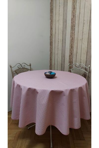 gonk Round, Plaid, Duck (Liquid Pusher, Stain Proof) Fabric, Tablecloth