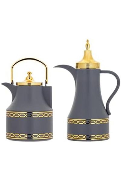 ALSAIF Diva Thermos, Heat Insulation For Coffee And Tea, Leak Proof, Light/dark Grey And Gold, 1.0 L