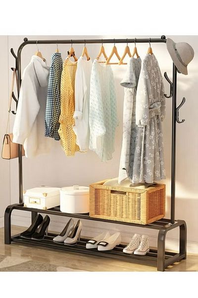 Primo Plus Clothes Organizer And Coated Metal Rack Black