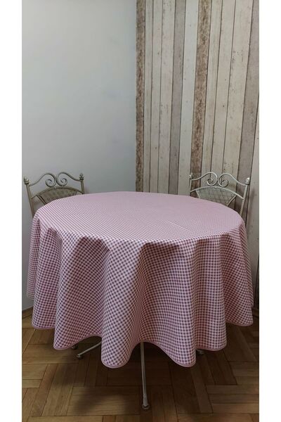 gonk Round, Plaid, Duck (Liquid Pusher, Stain Proof) Fabric, Tablecloth